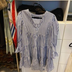 Blue and White Striped Cotton Poplin Kenzo Dress